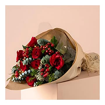 Bouquet of Red Roses mixed with Red Florals 
