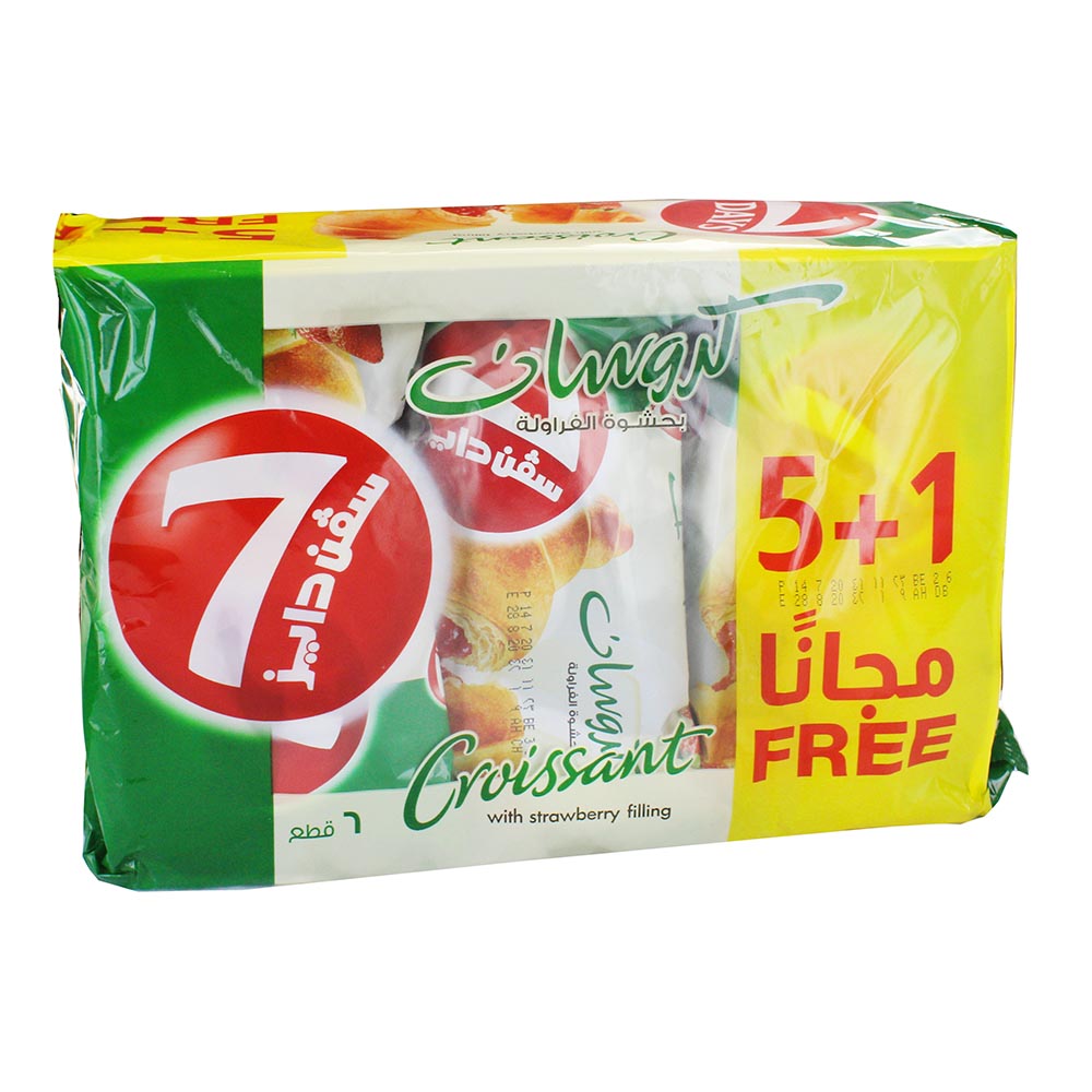 7Days Croissant With Strawberry Filling 55g [5+1 Free] [Special Offer] - Available at Alosra Online Supermarket