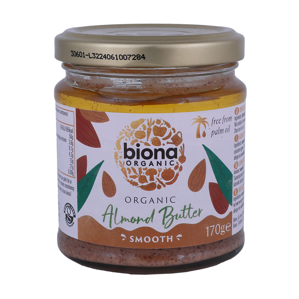 Biona Organic Almond Butter Smooth 170g - Available at Alosra Online Supermarket