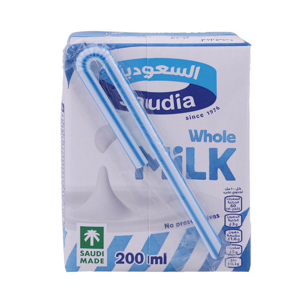 Saudia Whole Milk 200ml - Available at Alosra Online Supermarket
