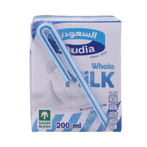 Saudia Whole Milk 200ml - Available at Alosra Online Supermarket