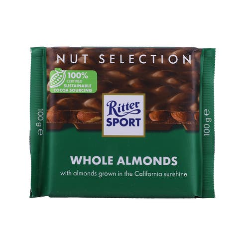 Ritter Sport Chocolate with Whole Almonds 100g - Available at Alosra Online Supermarket