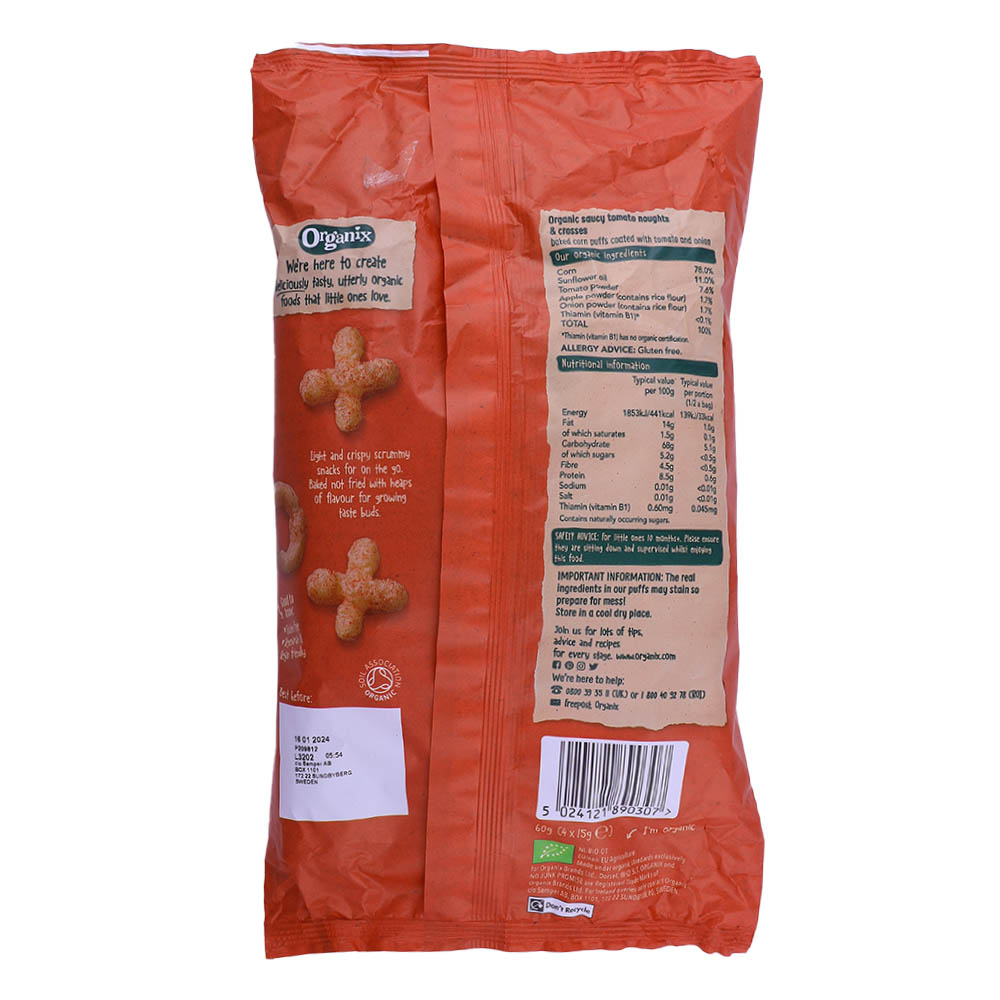 Organix Saucy Tomato Noughts & Crosses 60g back image