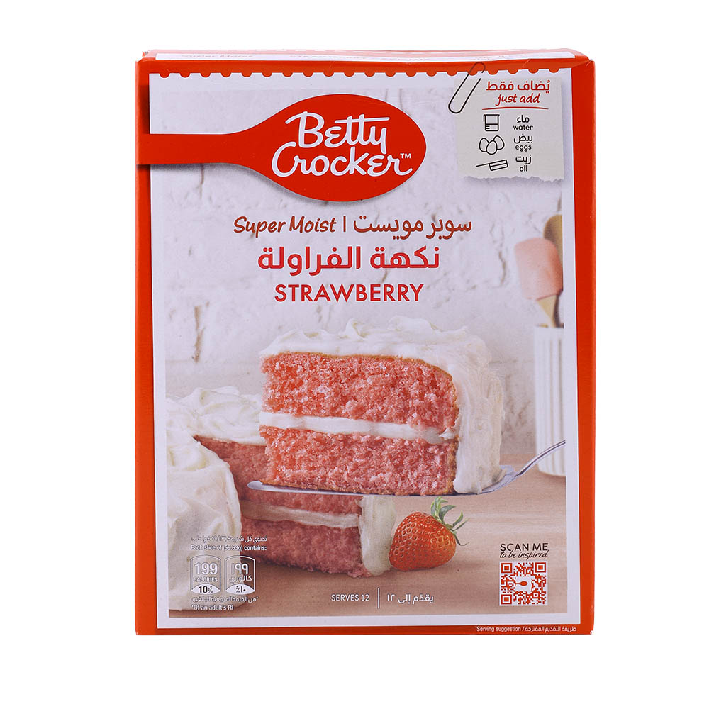 Betty Crocker Super Moist Strawberry Cake Mix 500g - Available at Alosra Online Supermarket
