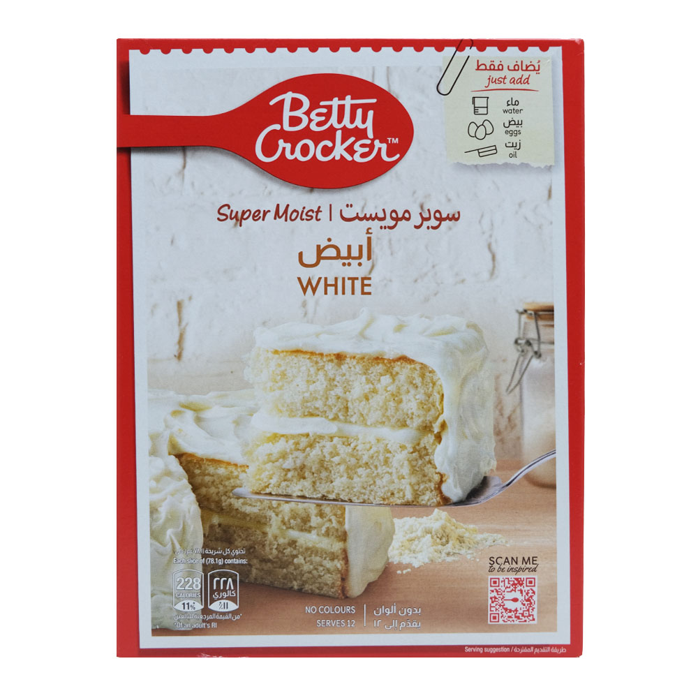 Betty Crocker Super Moist White Cake Mix 500g - Available at Alosra Online Supermarket