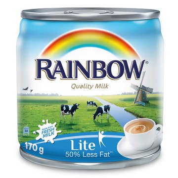 Rainbow Evaporated Milk Light 170g - Available at Alosra Online Supermarket