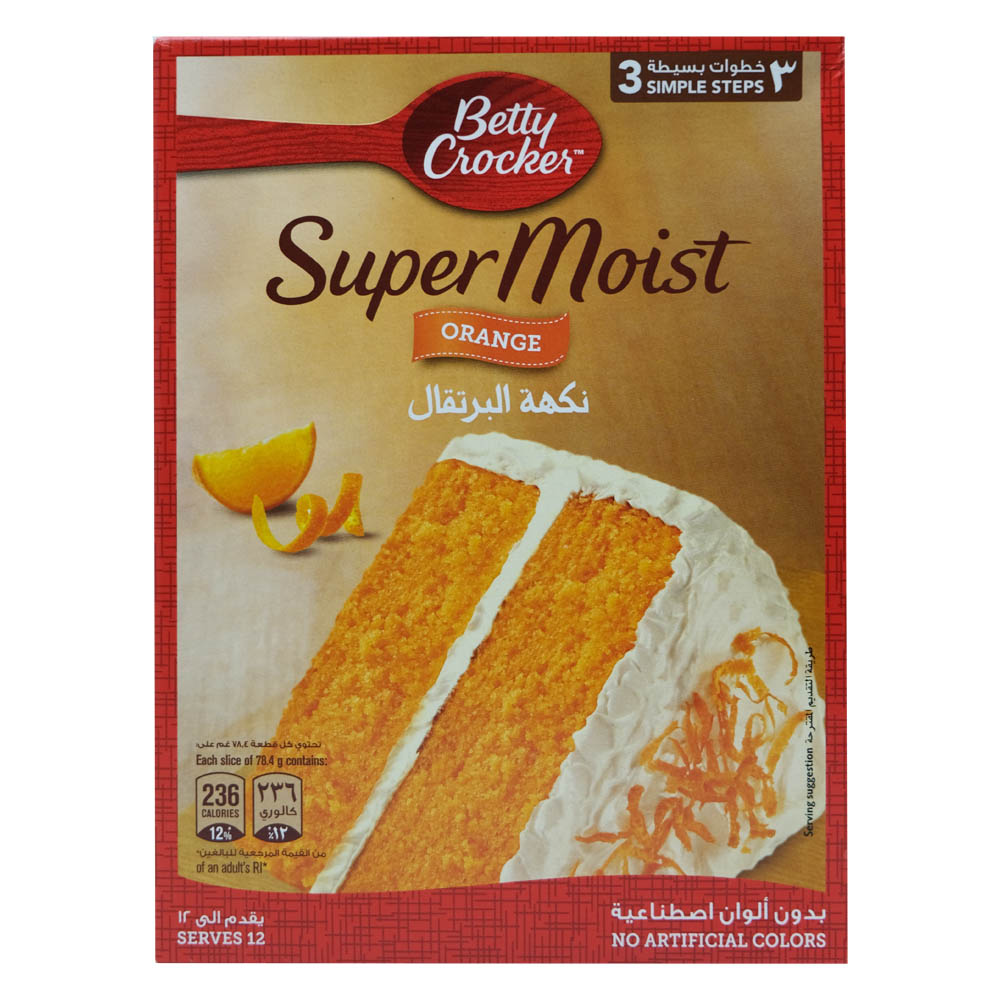 Betty Crocker Super Moist Orange Cake Mix 500g - Available at Alosra Online Supermarket