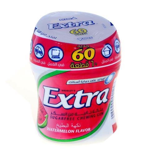 Wrigleys Extra Watermelon Chewing Gum Bottle [60 Pieces] - Available at Alosra Online Supermarket