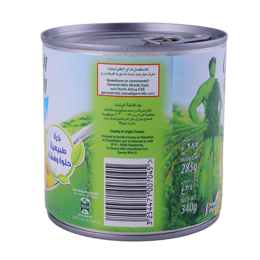 Green Giant Niblets Sweet Corn No Salt No Sugar 340g right side image