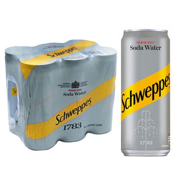 Schweppes Premium Mixer Soda Water 250ml [6 Pack] - Available at Alosra Online Supermarket