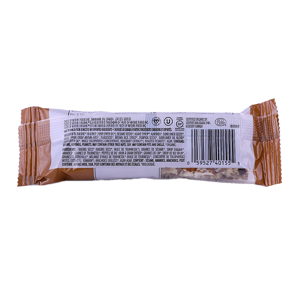 Taste Of Nature Almond Bar 40g back image