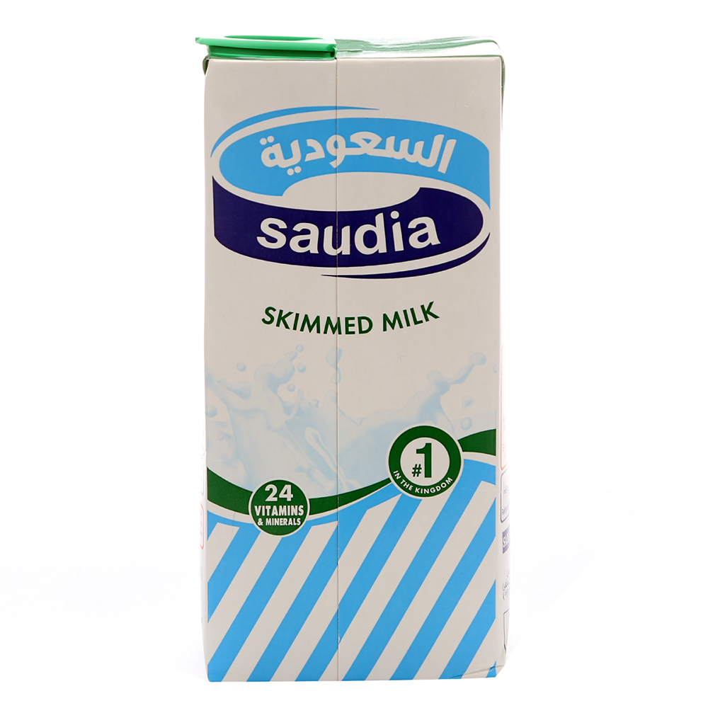 Saudia Skimmed Milk 1L - Available at Alosra Online Supermarket