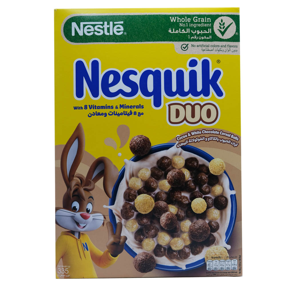 Nestle Nesquik Duo Cereal 335g - Available at Alosra Online Supermarket