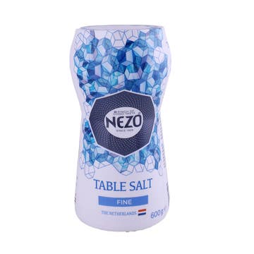 Nezo Fine Table Salt Plastic Drum 600g - Available at Alosra Online Supermarket