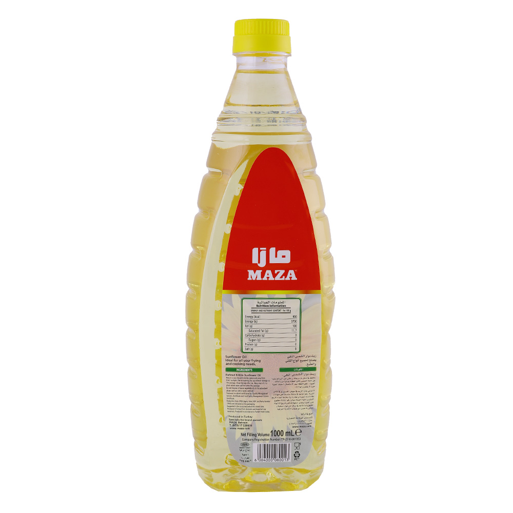 Maza Sunflower Oil 1L back image