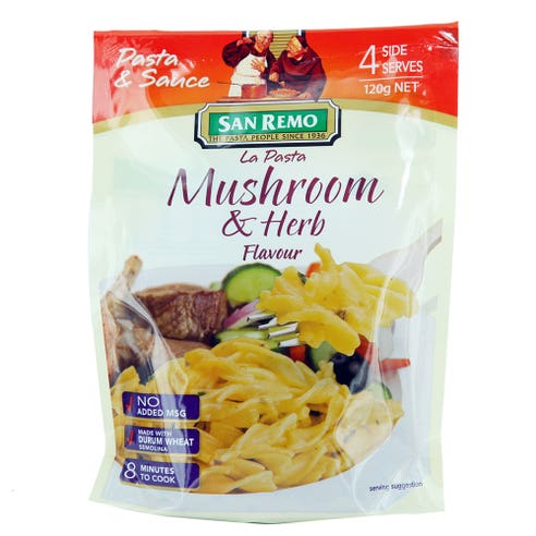 San Remo La Pasta Mushroom & Herb Flavour 120g – Available at Alosra Online Supermarket