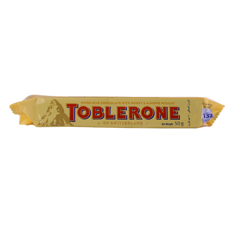 Toblerone Milk Chocolate with Honey & Almond 50g - Available at Alosra Online Supermarket