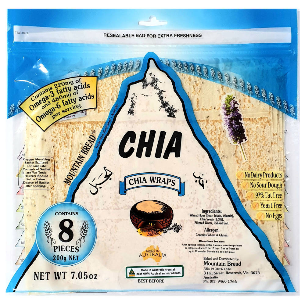 Mountain Bread Chia Wraps 200g - Available at Alosra Online Supermarket