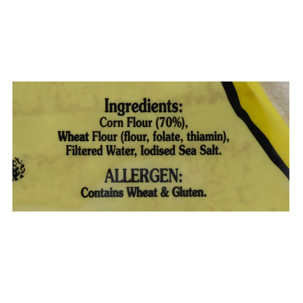 Mountain Bread Corn Wraps 200g back image