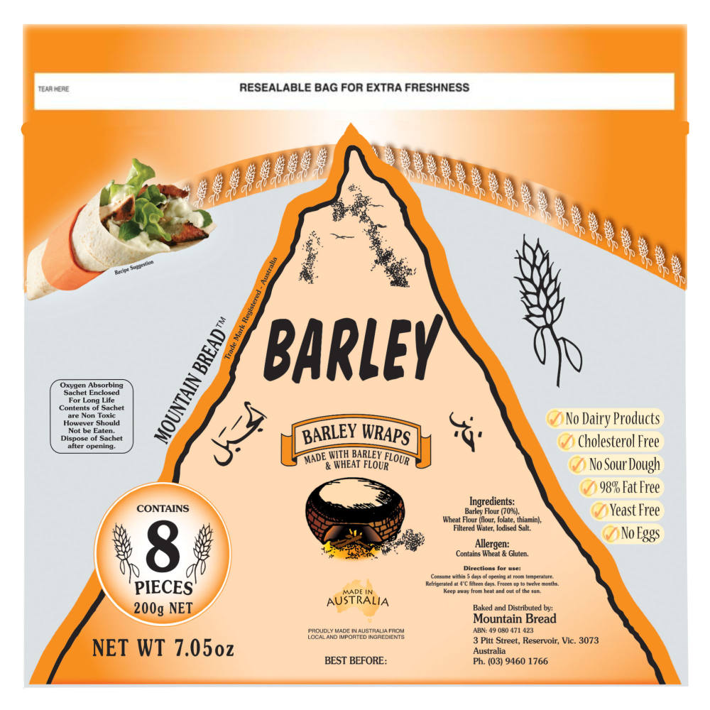 Mountain Bread Barley Wraps 200g - Available at Alosra Online Supermarket