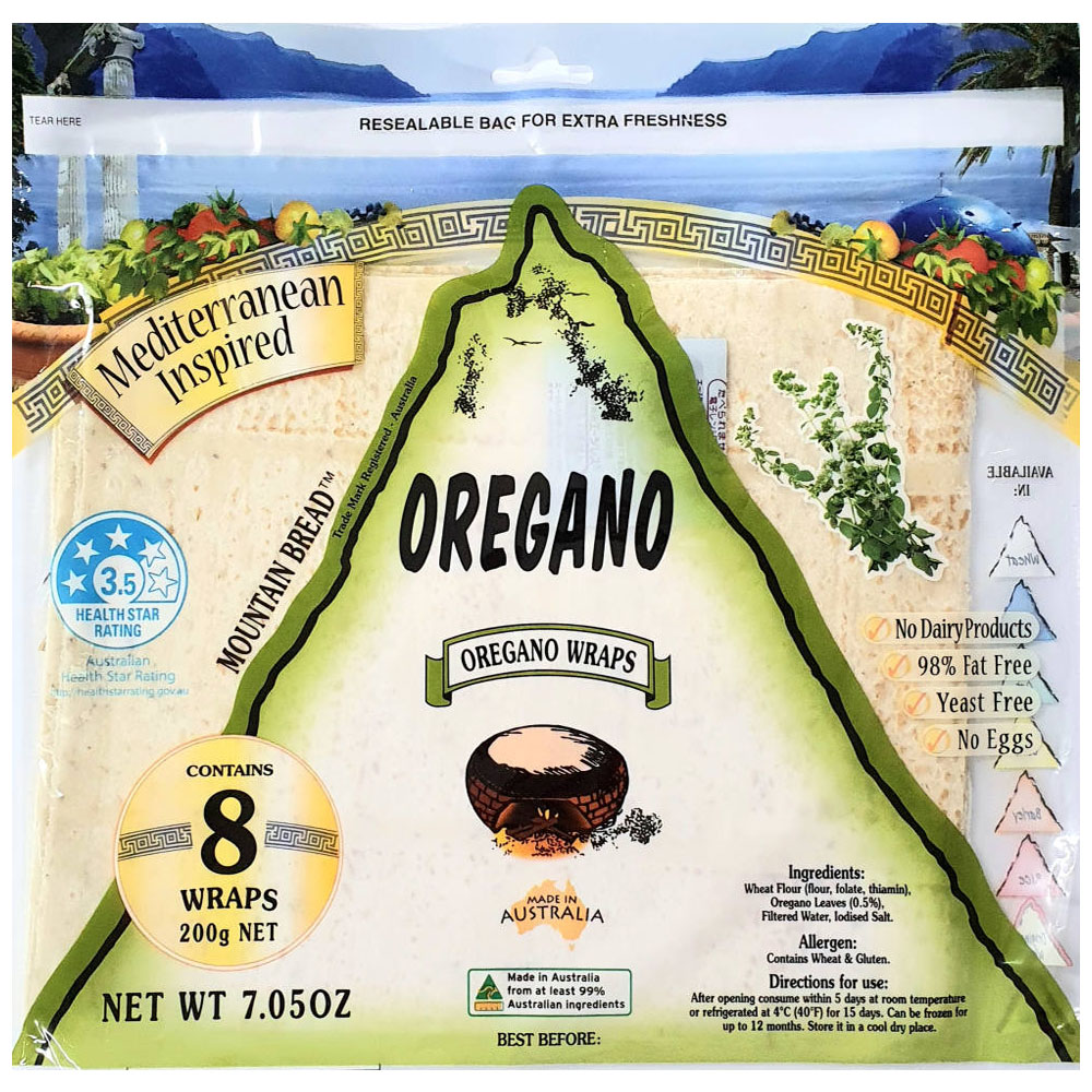 Mountain Bread Oregano Wraps 200g - Available at Alosra Online Supermarket