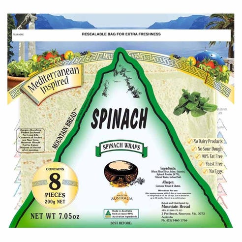 Mountain Bread Spinach Wraps 200g - Available at Alosra Online Supermarket