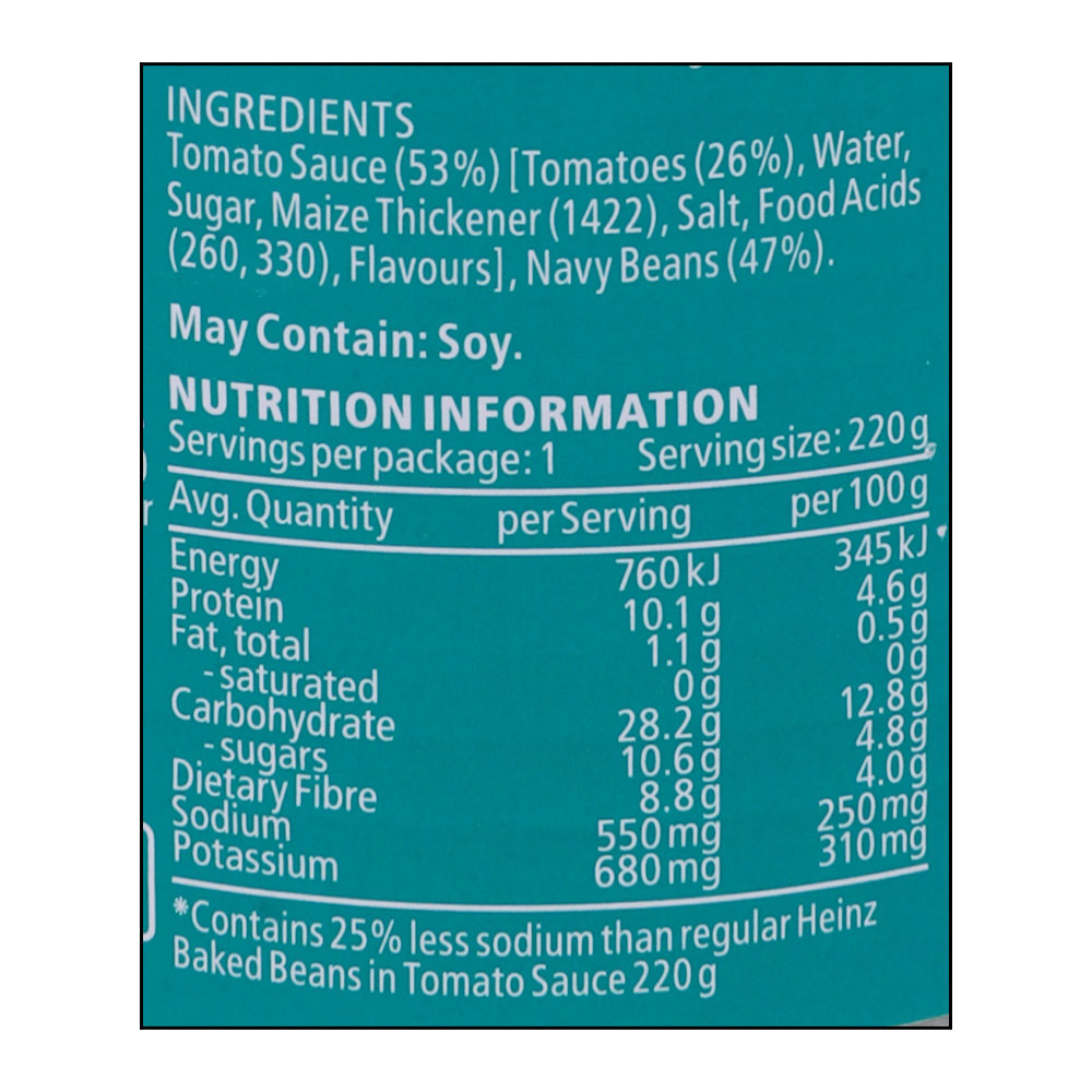 Heinz Beans The One For One Sald Reduced Tomato Sauce 220g right side image
