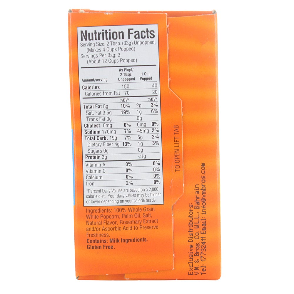 Jolly Time Crispy 'n White Popcorn 298g- Product ingredients image