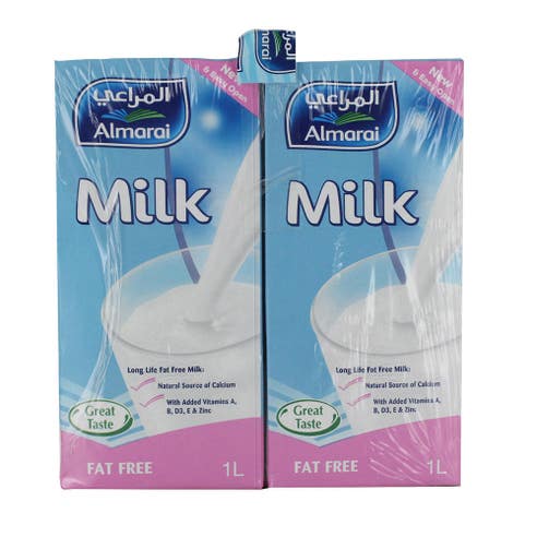 Almarai UHT Fat Free Milk 1L [4 Pack] - Available at Alosra Online Supermarket