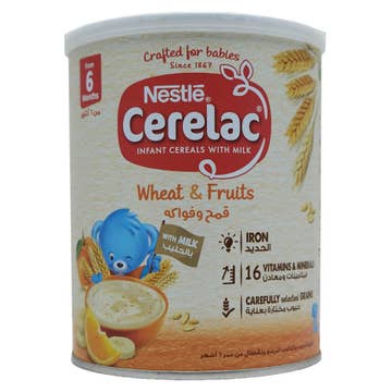 Nestle Cerelac Wheat & Fruits Baby Formula 400g [From 6 Months] - Available at Alosra Online Supermarket
