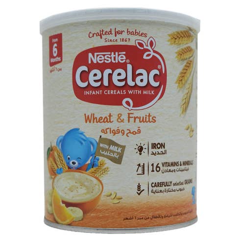 Nestle Cerelac Wheat & Fruits Baby Formula 400g [From 6 Months] - Available at Alosra Online Supermarket
