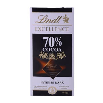 Lindt Excellence 70% Cocoa Intense Dark Chocolate 100g - Available at Alosra Online Supermarket