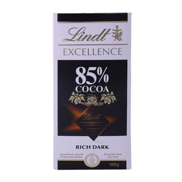 Lindt Excellence 85% Cocoa Rich Dark Chocolate 100g - Available at Alosra Online Supermarket