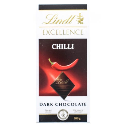 Lindt Excellence Chili Dark Chocolate 100g - Available at Alosra Online Supermarket