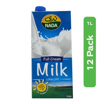 Nada Whole Long Life Milk 1L [12 Pack] - Available at Alosra Online Supermarket