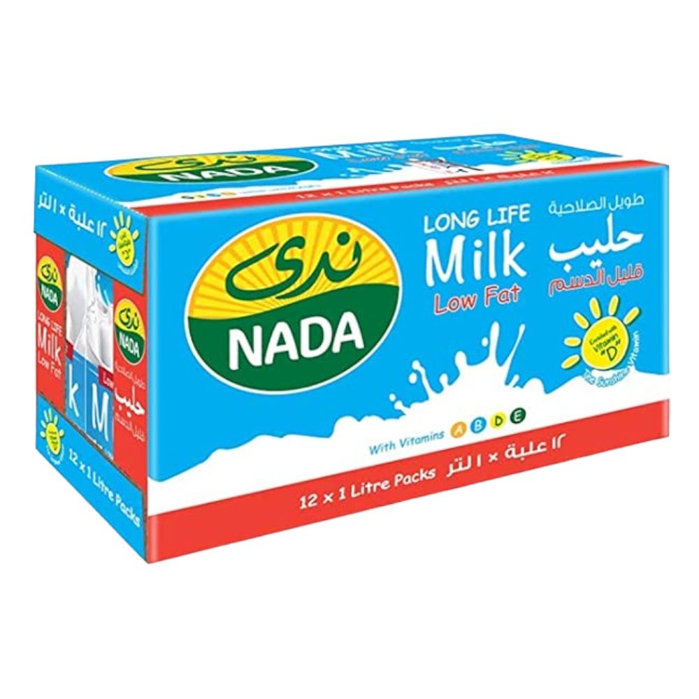 Nada Low Fat Uht Milk 12x1L - Available at Alosra Online Supermarket