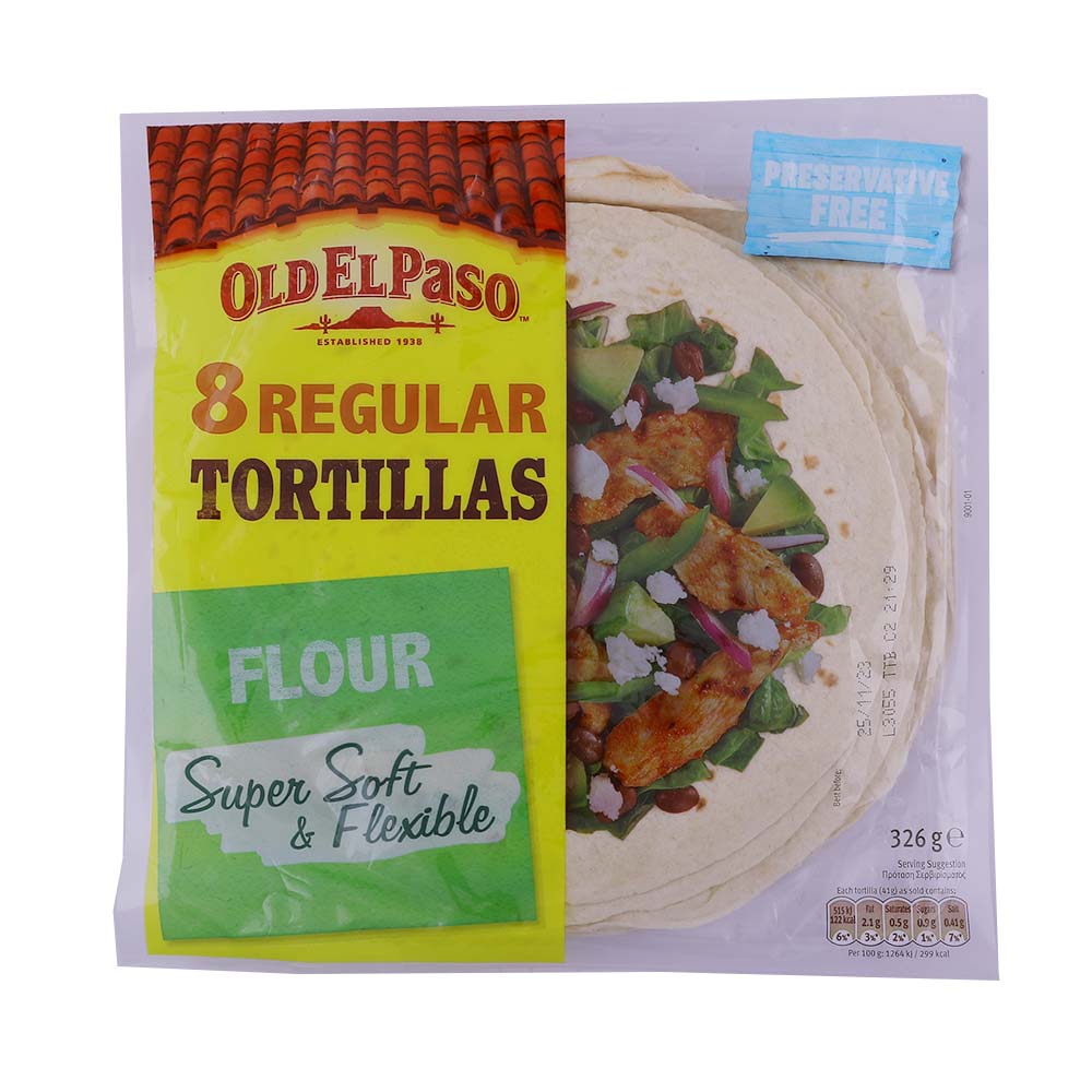 Old El Paso Flour Tortillas 8's 326g - Available at Alosra Online Supermarket