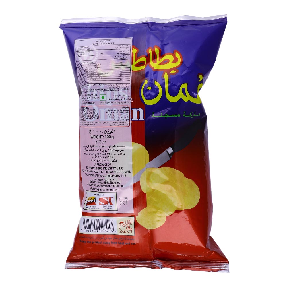 Chips Oman Original Potato Chips 100g [Big] back image