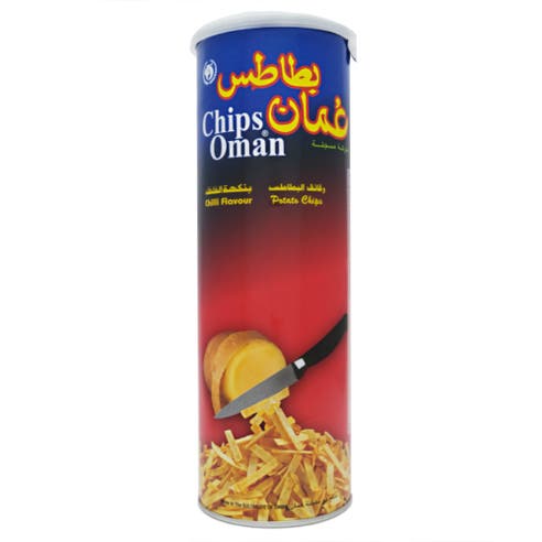 Chips Oman Chilli Flavor Potato Chips Can 140g - Available at Alosra Online Supermarket