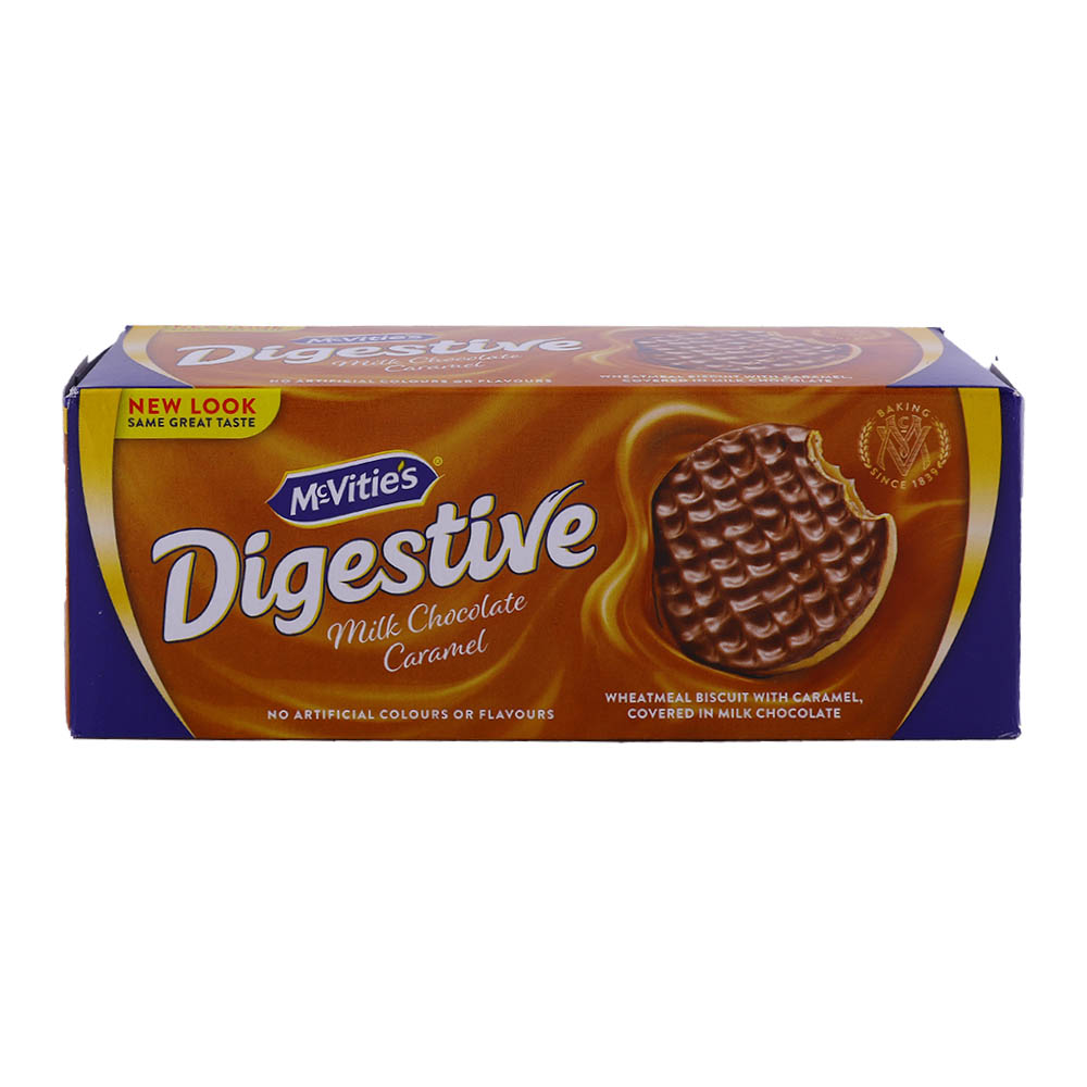 McVitie's Digestive Milk Chocolate Caramel Biscuits 250g - Available at Alosra Online Supermarket