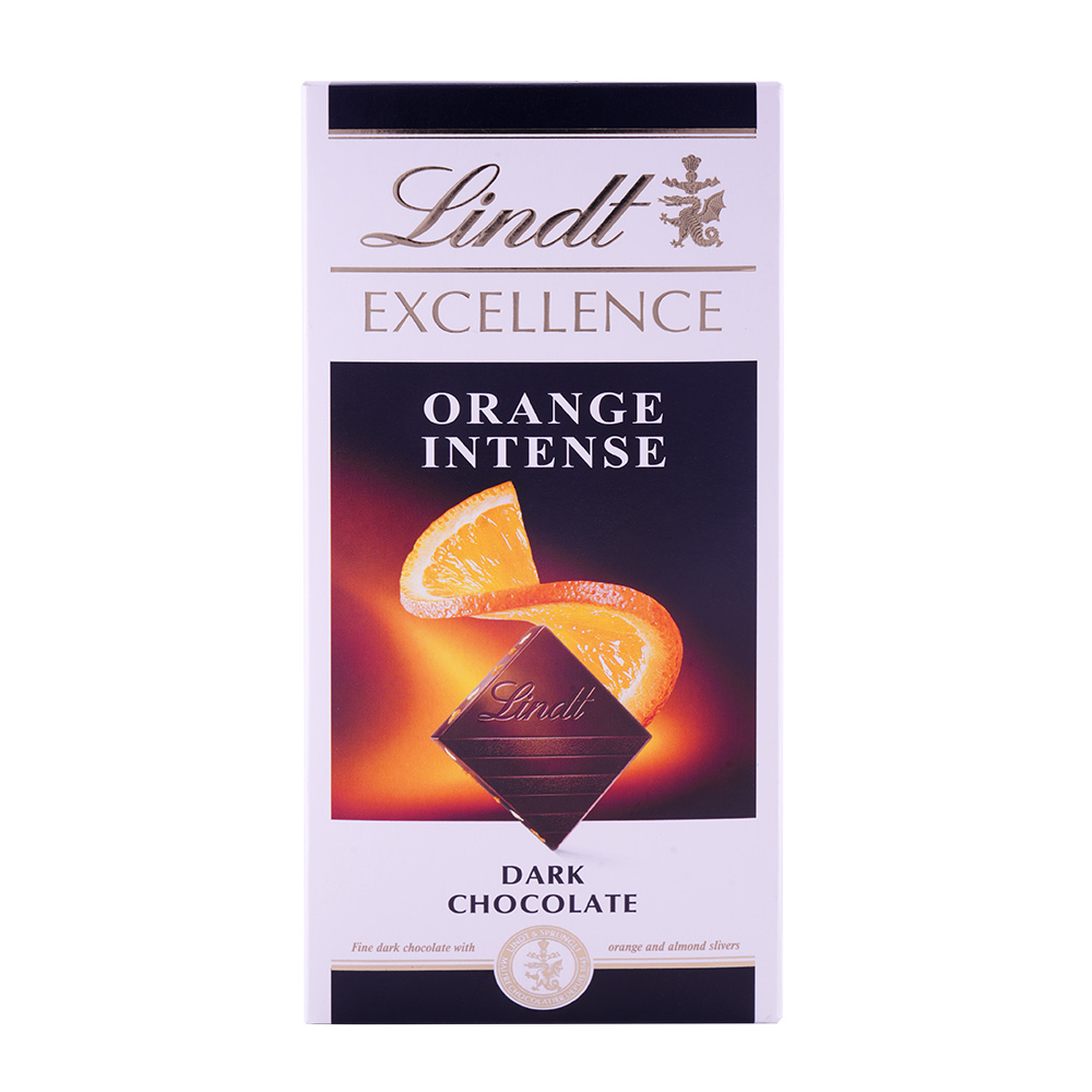 Lindt Excellence Intense Orange Dark Chocolate 100g - Available at Alosra Online Supermarket