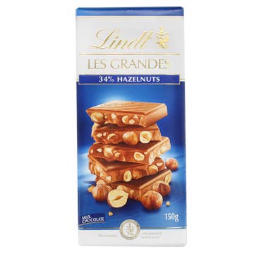 Lindt Les Grandes 34% Hazelnut Milk Chocolate 150g - Available at Alosra Online Supermarket