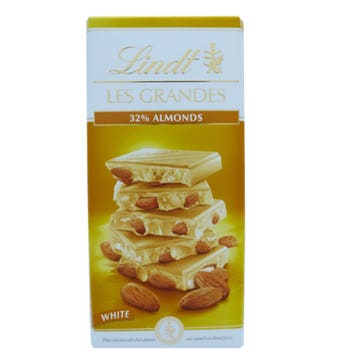 Lindt Les Grandes 32% Almond White Chocolate 150g - Available at Alosra Online Supermarket