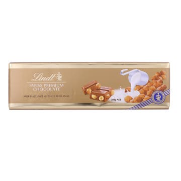 Lindt Swiss Premium Milk Hazelnut Chocolate 300g - Available at Alosra Online Supermarket