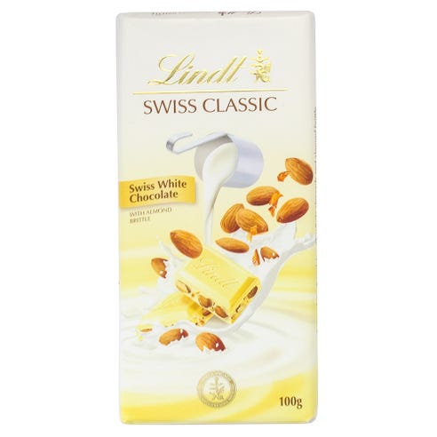 Lindt Swiss Classic Almond White Chocolate 100g - Available at Alosra Online Supermarket