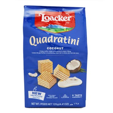 Loacker Quadratini Coconut Wafers 125g - Available at Alosra Online Supermarket