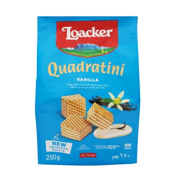 Loacker Quadratini Vanilla Wafers 250g - Available at Alosra Online Supermarket