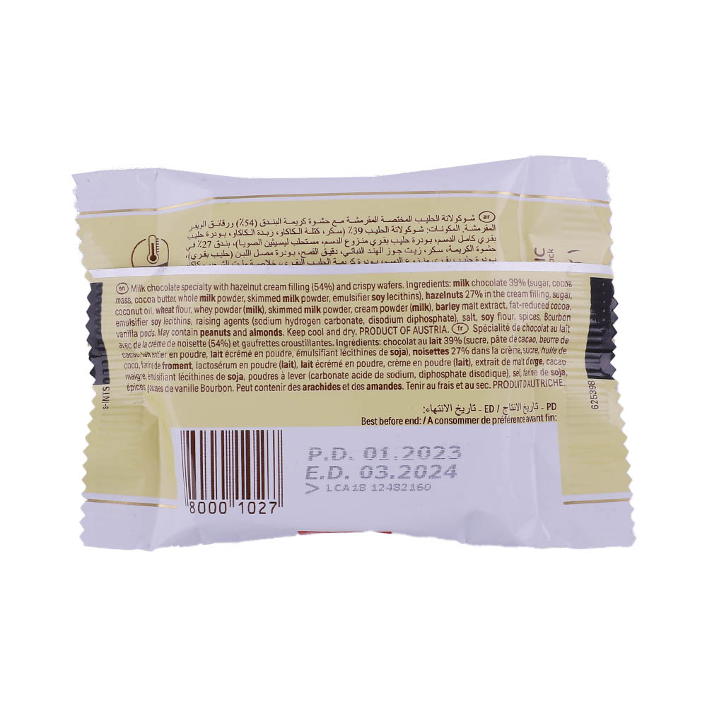 Loacker Tortina Original Hazlenut Wafers 21g back image