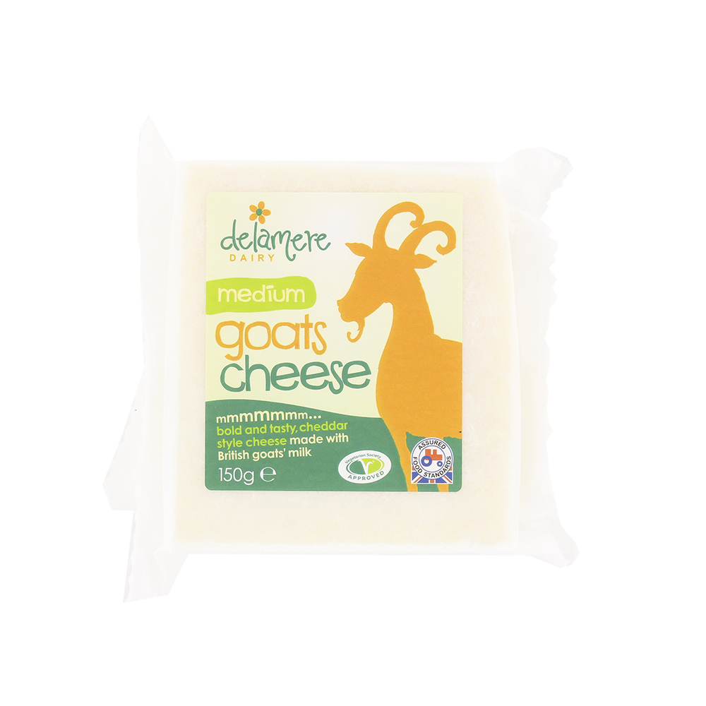 Delamere Dairy Medium Goats Cheese Cheddar Style 150g - Available at Alosra Online Supermarket