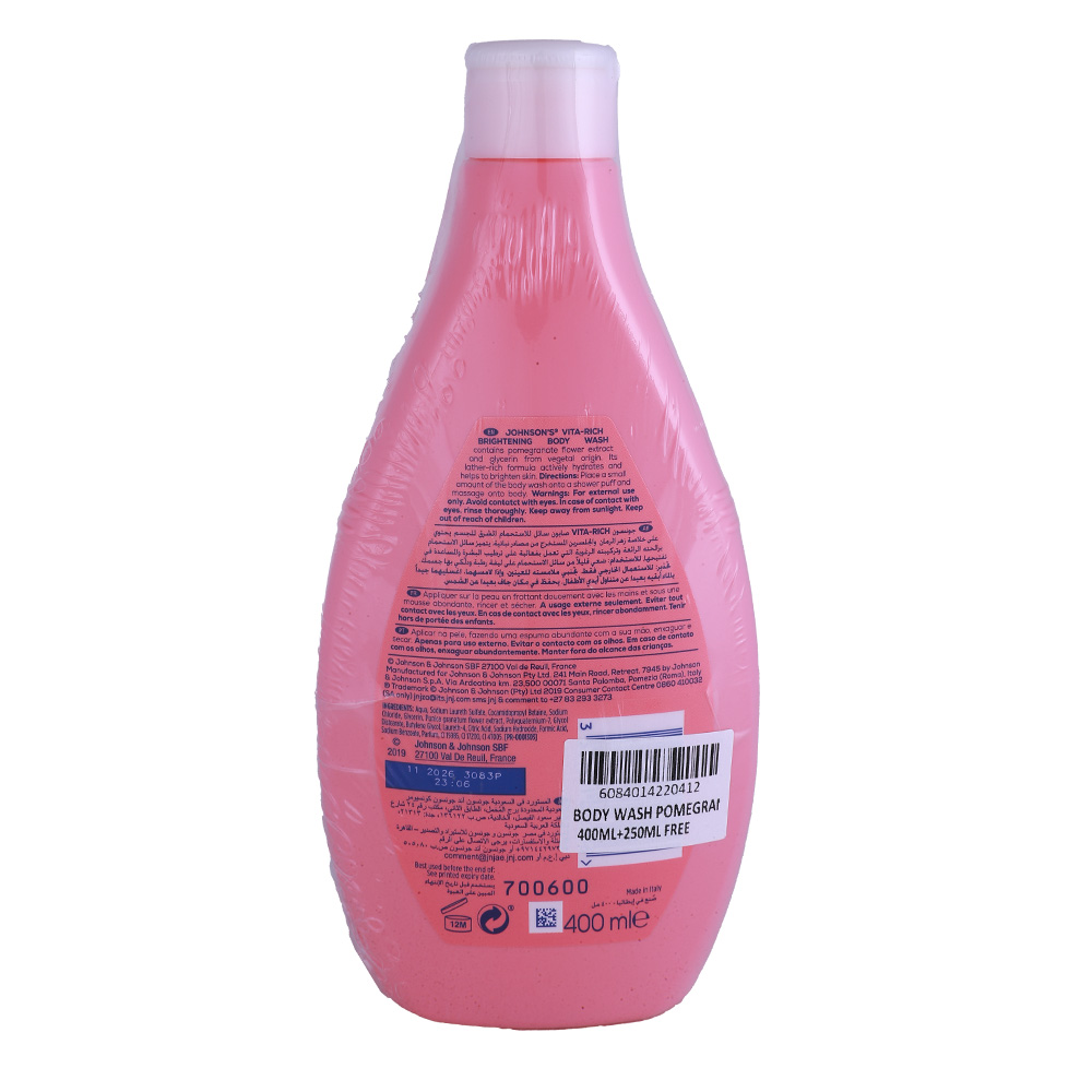 Johnson's Vita Rich Pomegranate Flower Body Wash 400ml + 250ml [Special Offer] back image